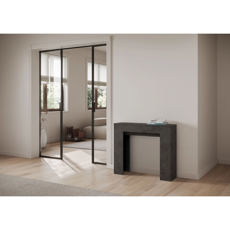 Consolle allungabile 90x25/181 cm Slick - Antracite Spatolato