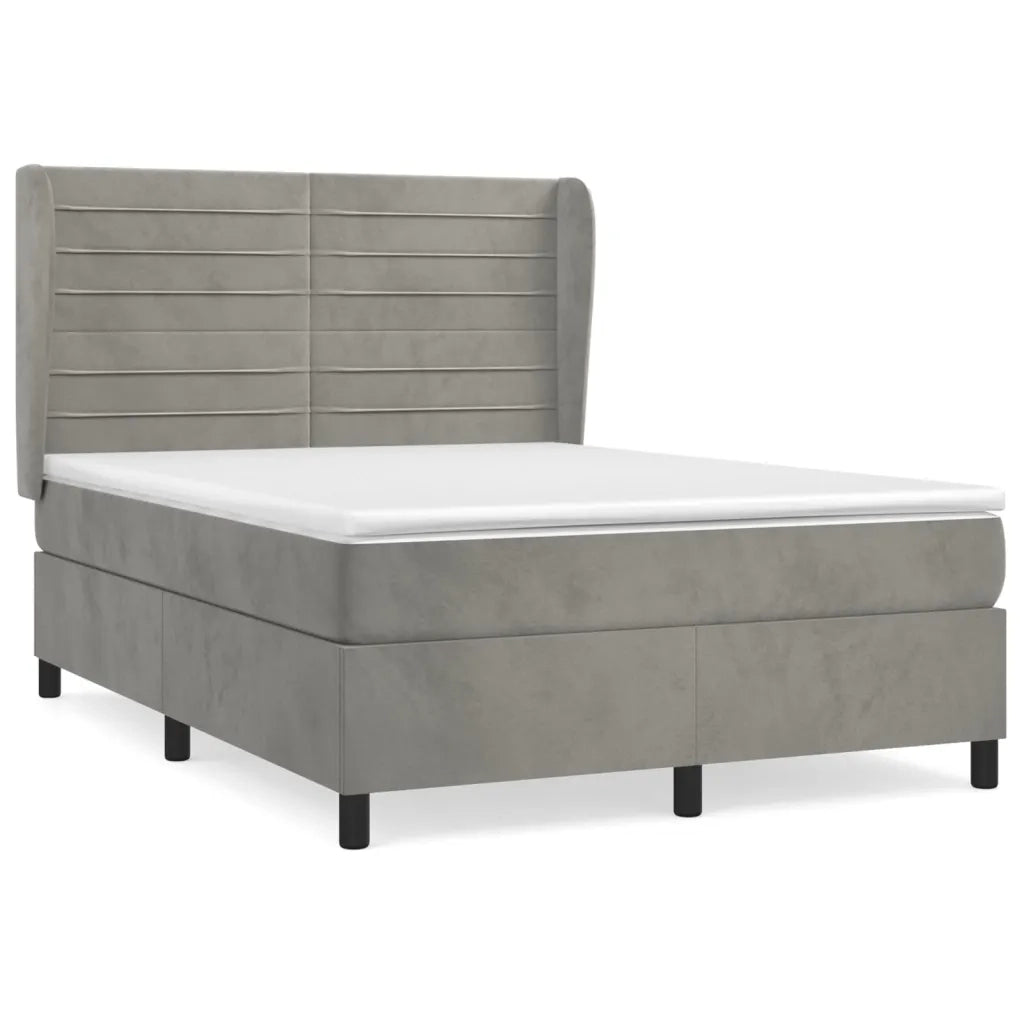 Giroletto a Molle con Materasso Grigio Chiaro 140x190cm Velluto 3129267