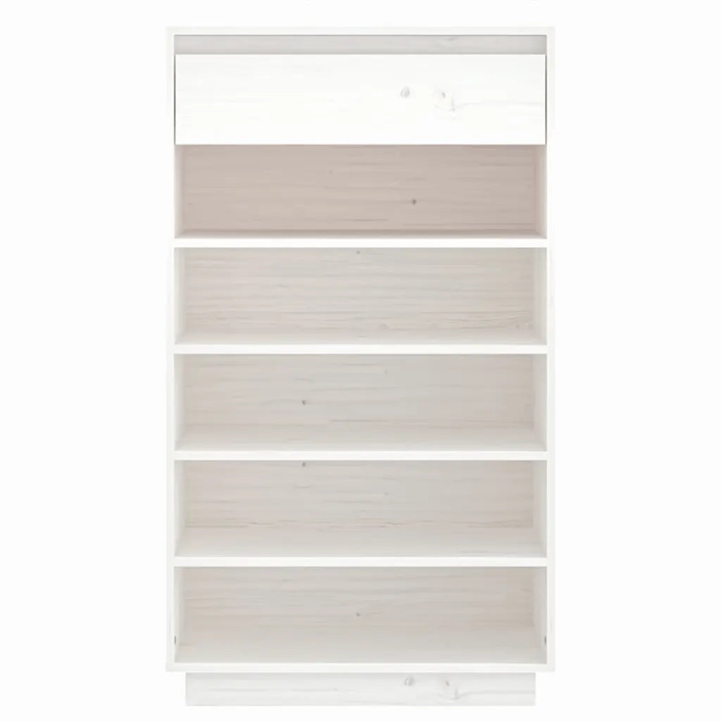 Scarpiera Bianca 60x34x105 cm in Legno Massello di Pino 813551