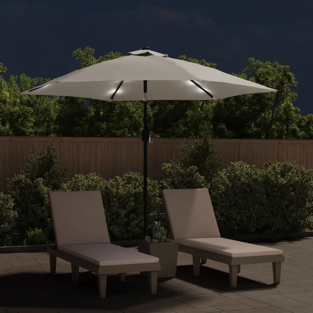 Ombrellone a Sbalzo da Giardino con LED-Ombrello da giardino 3m Bianco Sabbia