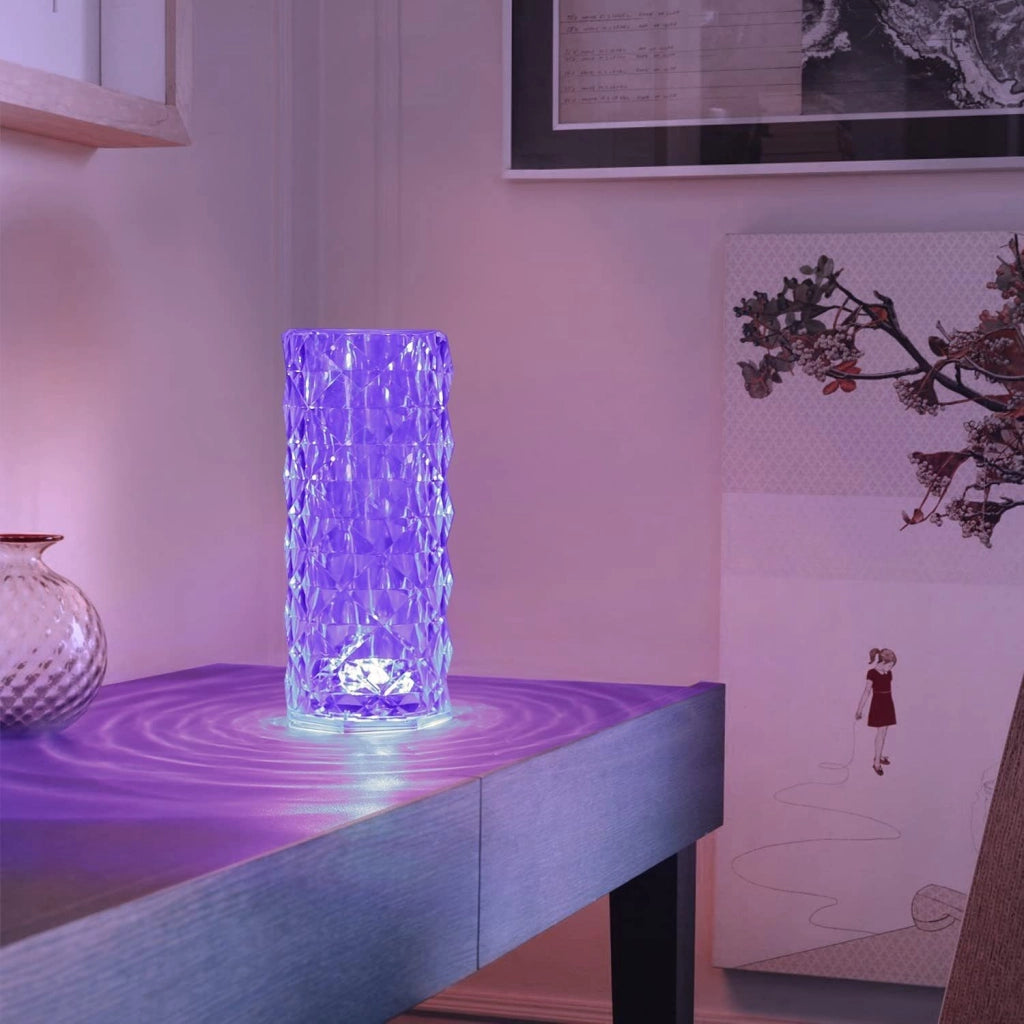 ZMH Lampada da tavolo LED wireless cristallo touch dimmerabile ricaricabile RGB telecomando 16 colori per comodino