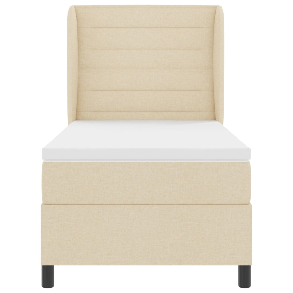 Letto a Rete con Materasso Crema 90x190 cm Tessuto