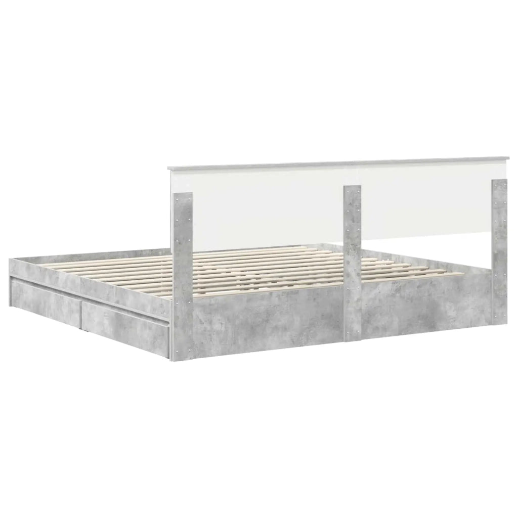 Letto con Contenitore con testiera Grigio cemento 200 x 200 cm