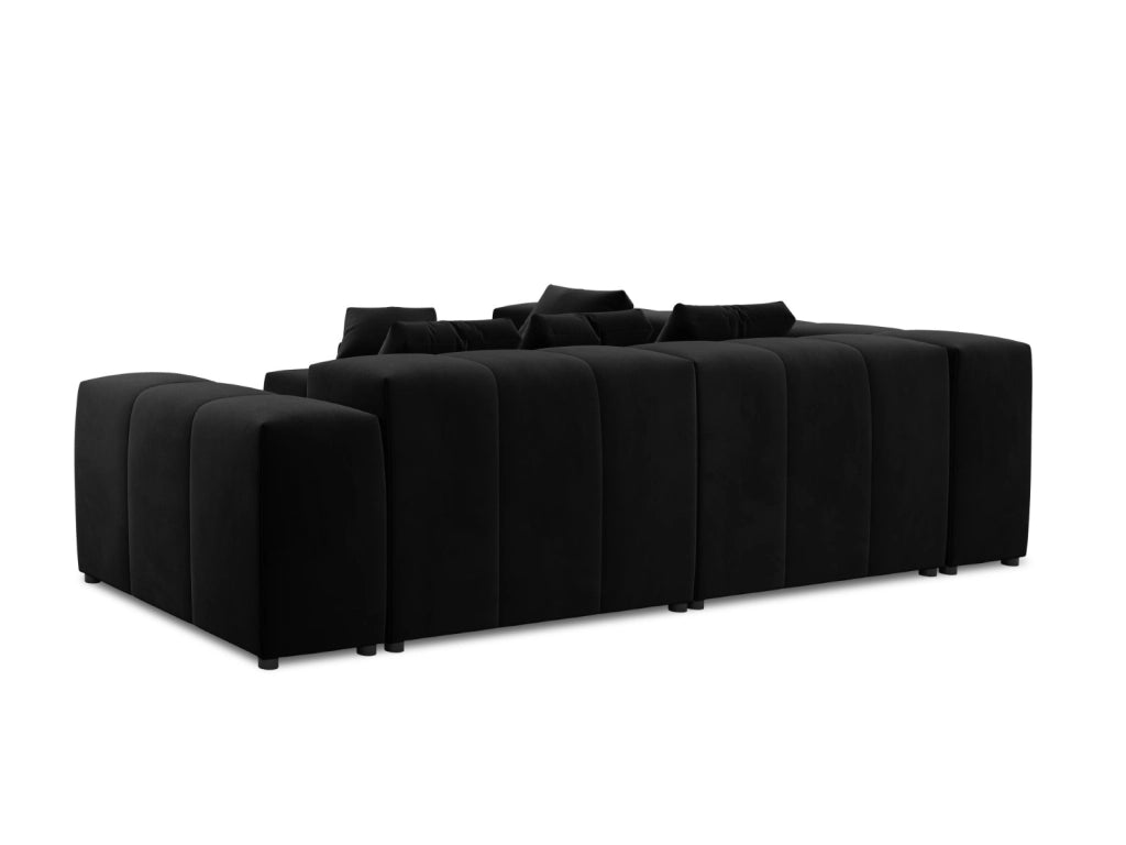 Cosmopolitan Design - Divano angolare modulare reversibile "Rome" 7 posti in velluto nero 