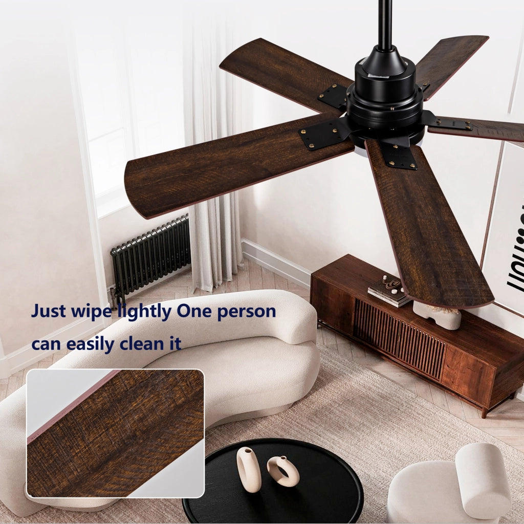 Ventilatore da soffitto nero da 42 pollici con luce LED dimmerabile e telecomando