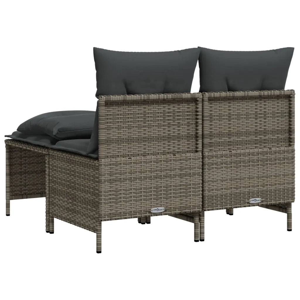 Set Divani da Giardino 4 pz | Set Salotto da Giardino con Cuscini in Polyrattan Grigio