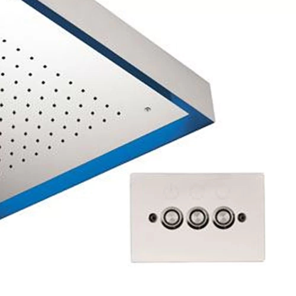 Soffione quadro retroilluminato a soffitto in acciaio inox