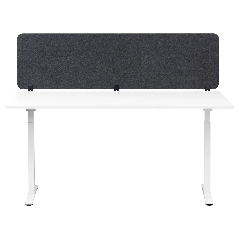 Divisorio da scrivania in PET con rivestimento in tessuto 180 x 50 cm grigio scuro Schermo acustico Morsetti di montaggio modulari Casa Ufficio