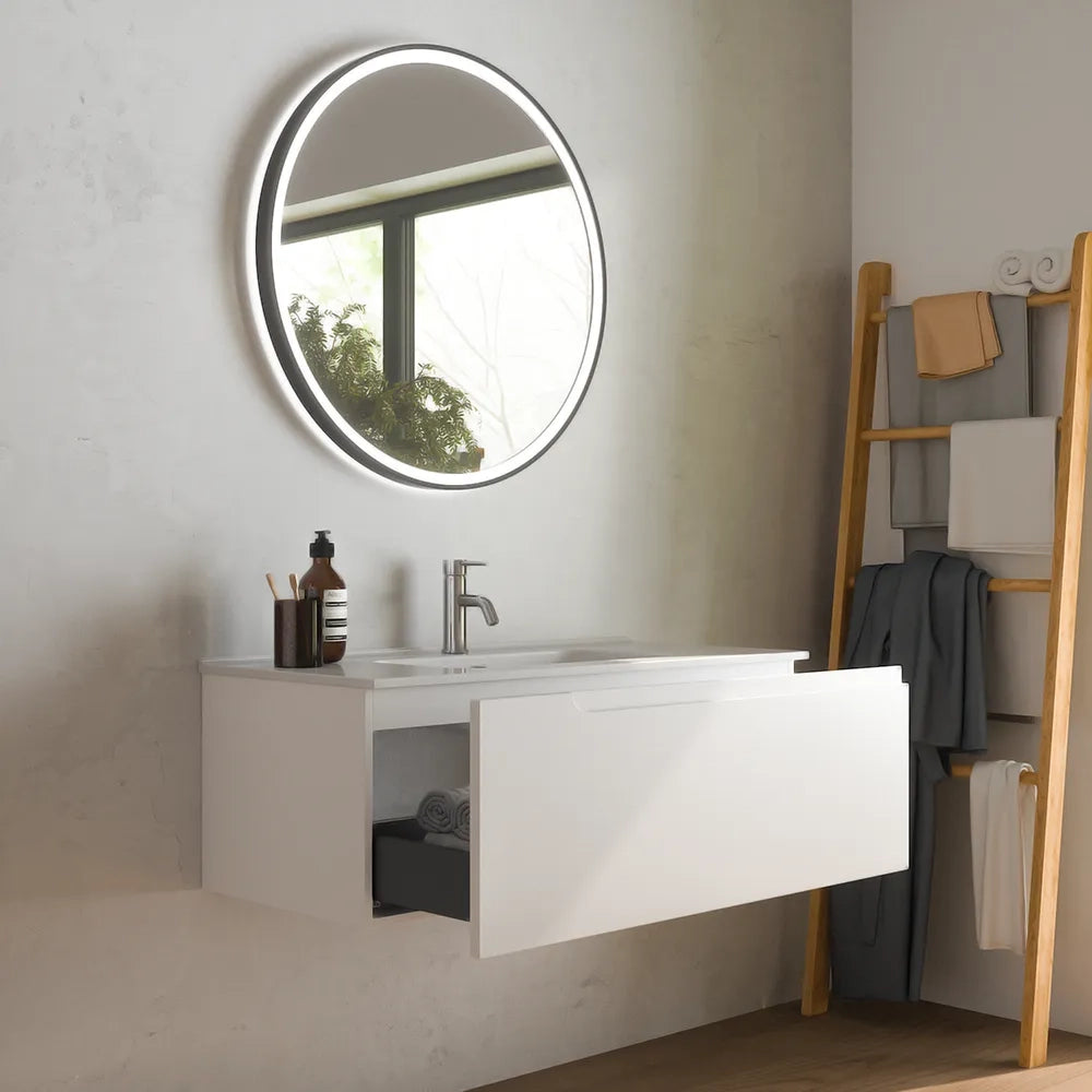 Mobile bagno sospeso 120 cm un cassetto bianco opaco con lavabo | Ardenne