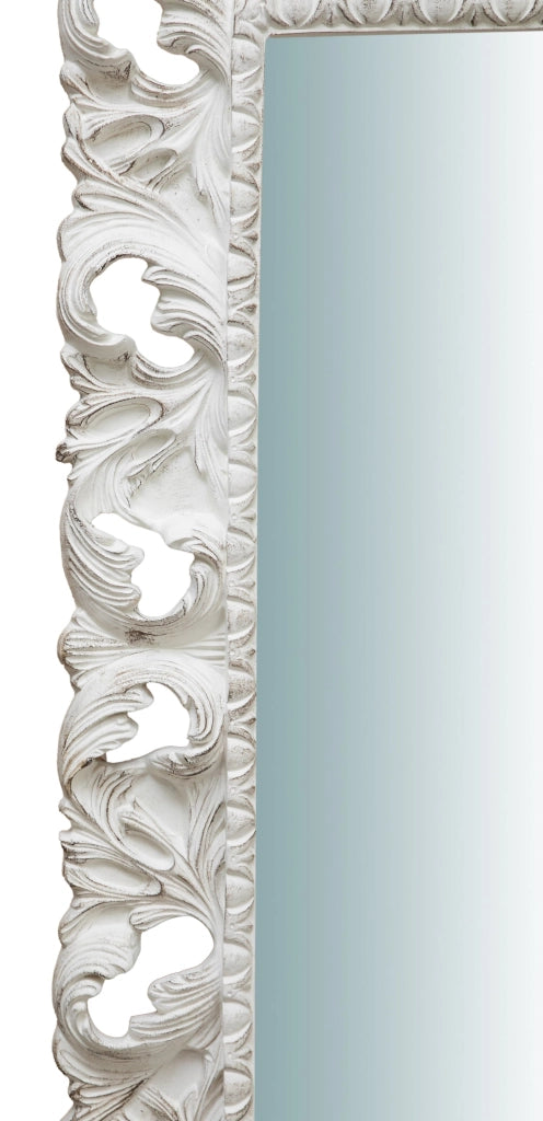 Biscottini SPECCHIERA DA PARETE VERTICALE/ORIZZONTALE IN LEGNO FINITURA BIANCO ANTICATO L120XPR8XH100 cm Made in Italy