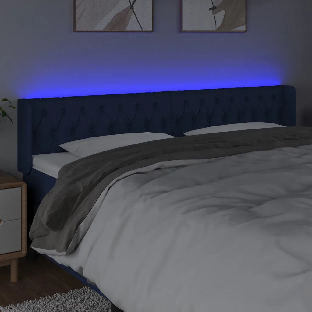 Testiera a LED Blu 183x16x78/88 cm in Tessuto