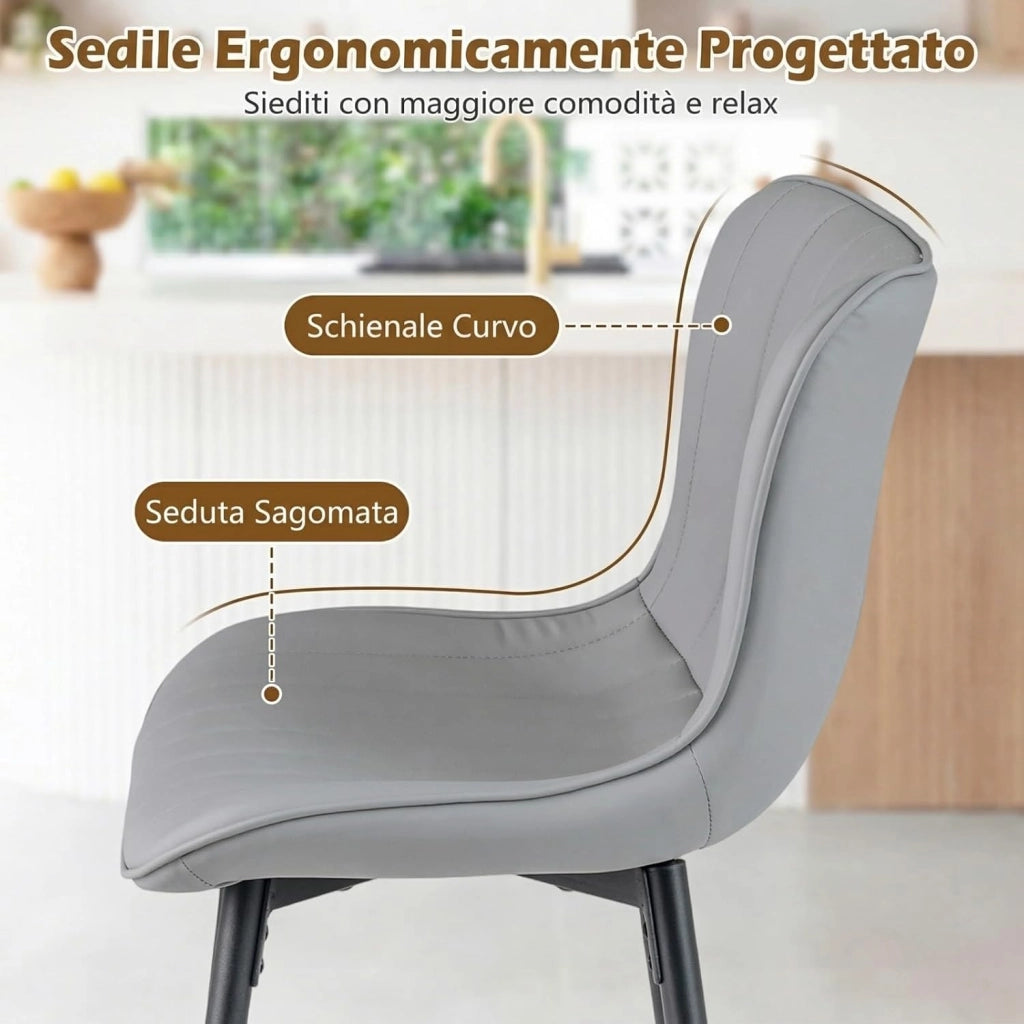Set 2 Sgabelli da Bar con Comodo Schienale e Seduta Morbida | Sgabelli da Pranzo con Robusto Telaio in Metallo e Poggiapiedi, Design Moderno per Cucina, Sala da Pranzo e Salotto