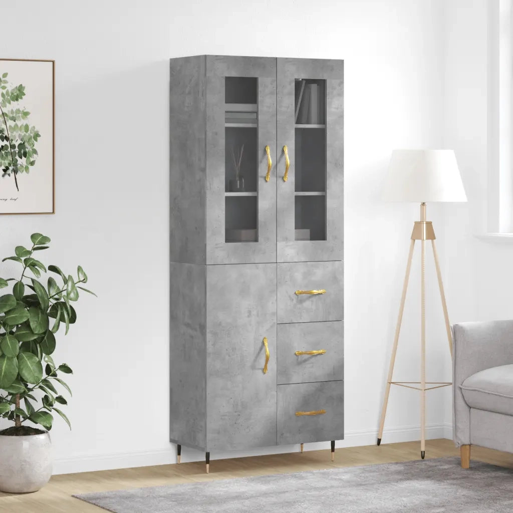 Credenza Grigio Cemento 69,5x34x180 cm in Legno Multistratocod mxl 77630
