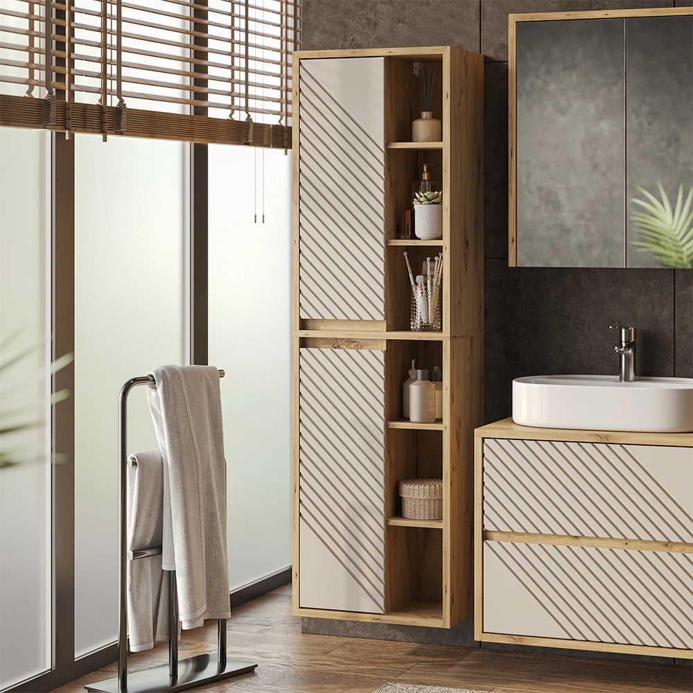 Armadio per il bagno Viola Rovere artigianale/Cachemire 50.2 x 170 cm Vicco