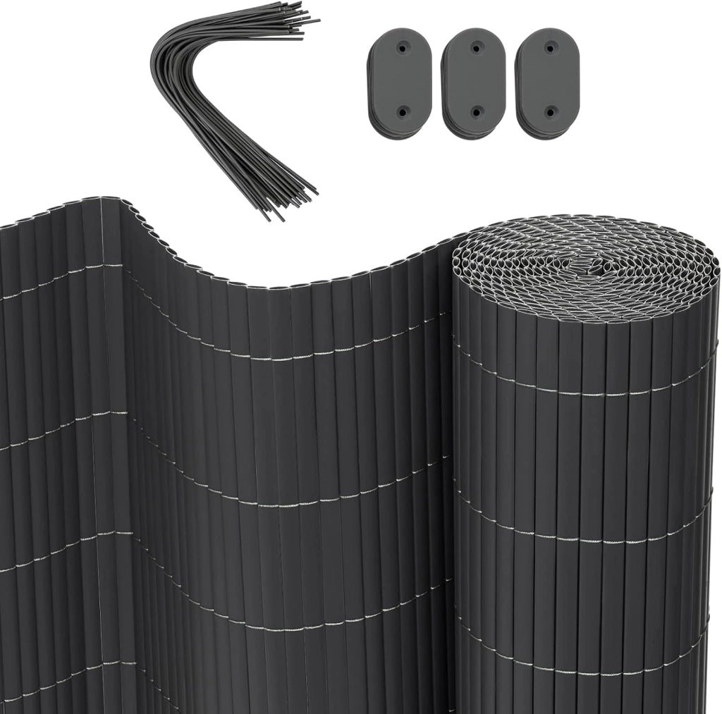 Canniccio PVC Frangivista giardino 300x100 cm, recinzione Schermi Divisori Resistente ai raggi UV Resistente alle Intemperie, protettivi per giardino, balcone, terrazza, Grigio