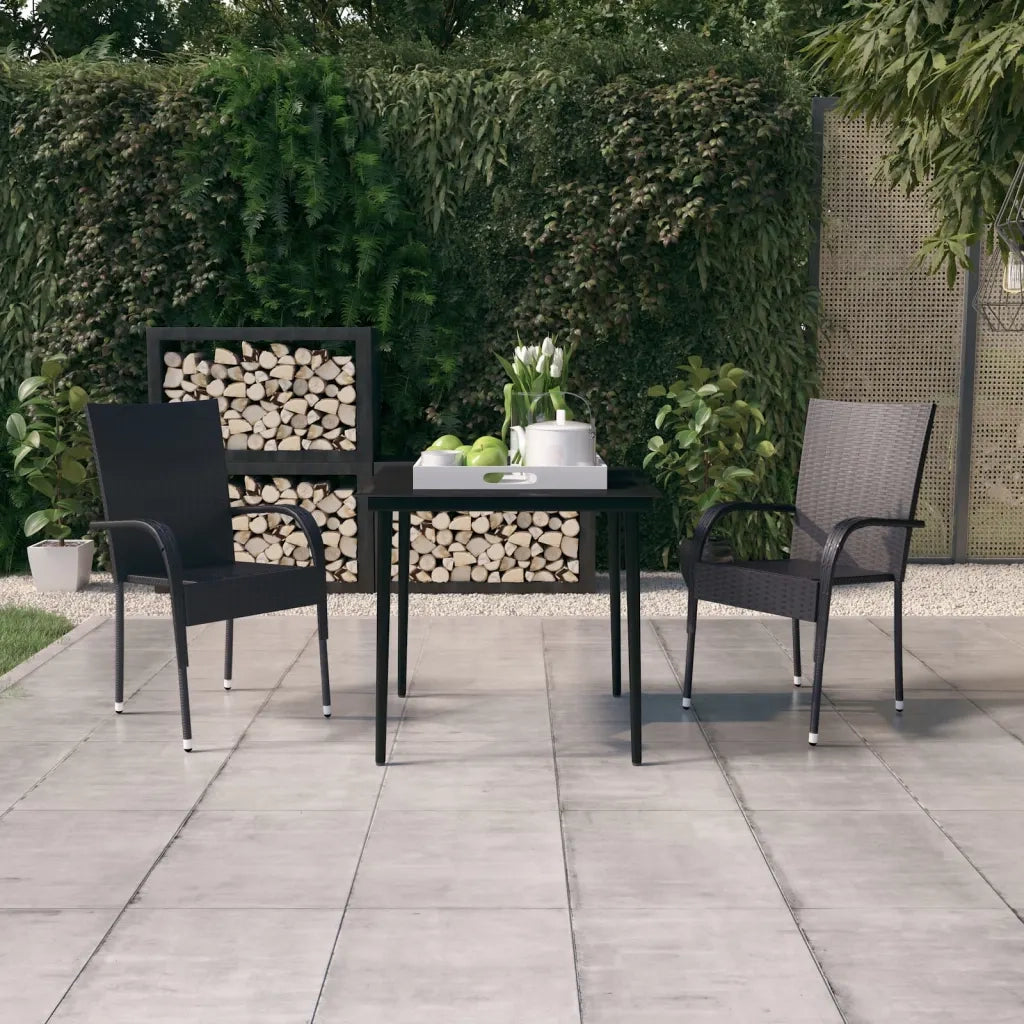 Set Mobili da Pranzo per Giardino 3 pz | Set Salotto da Giardino Nero
