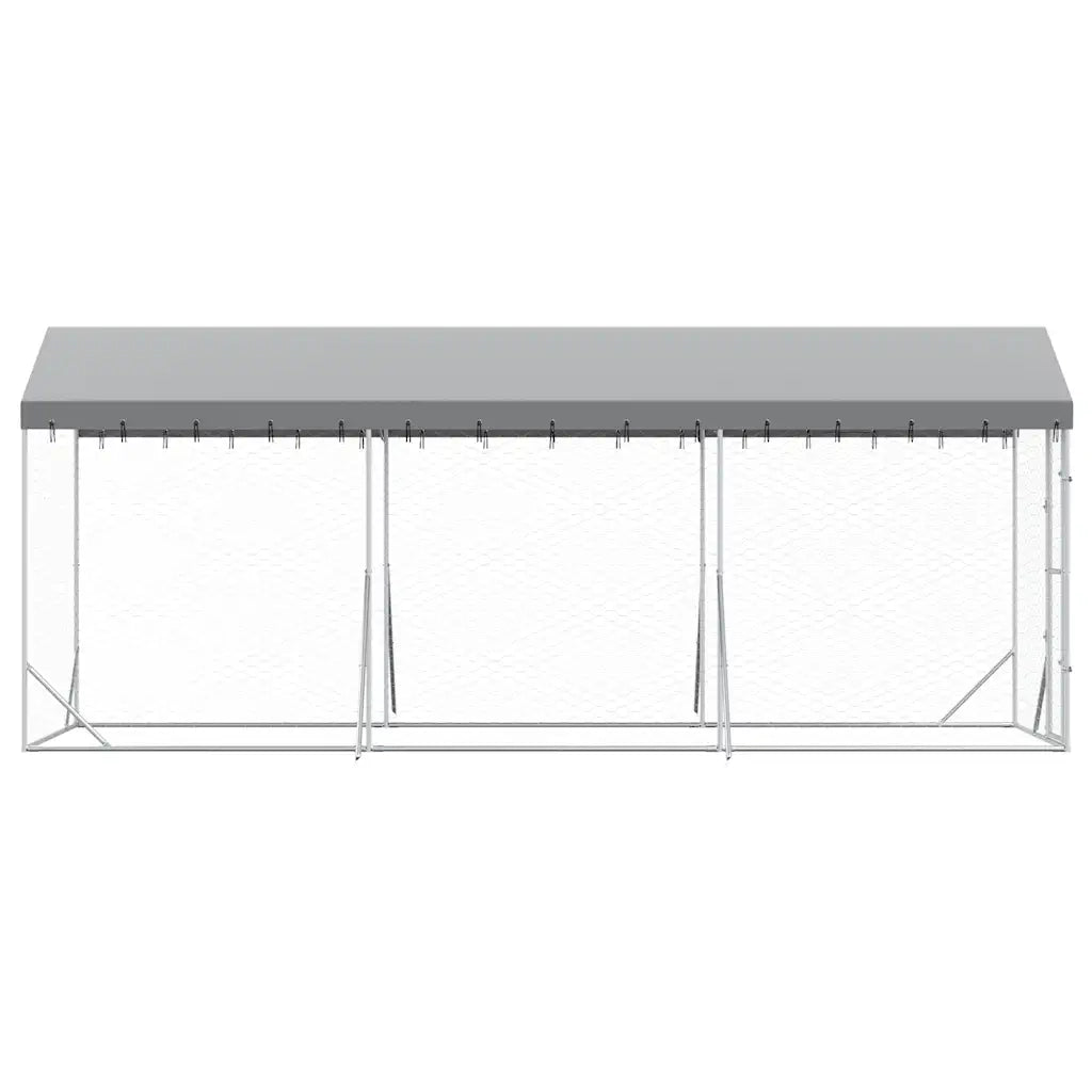 Cuccia Cani da Esterno Tetto Argento 2x6x2,5 m Acciaio Zincato 3190483