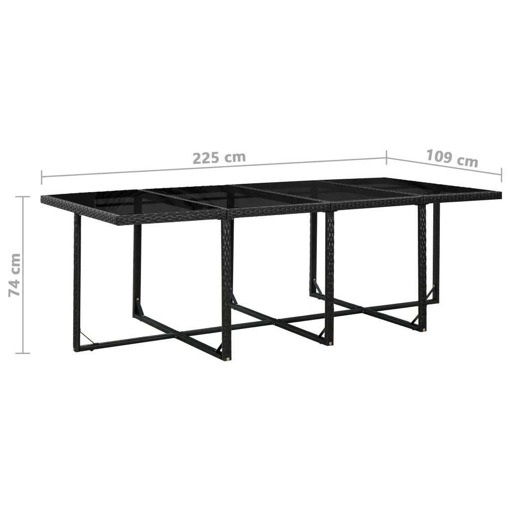 Set da Pranzo da Giardino 13 pz con Cuscini in Polyrattan Nero  cod mxl 42639