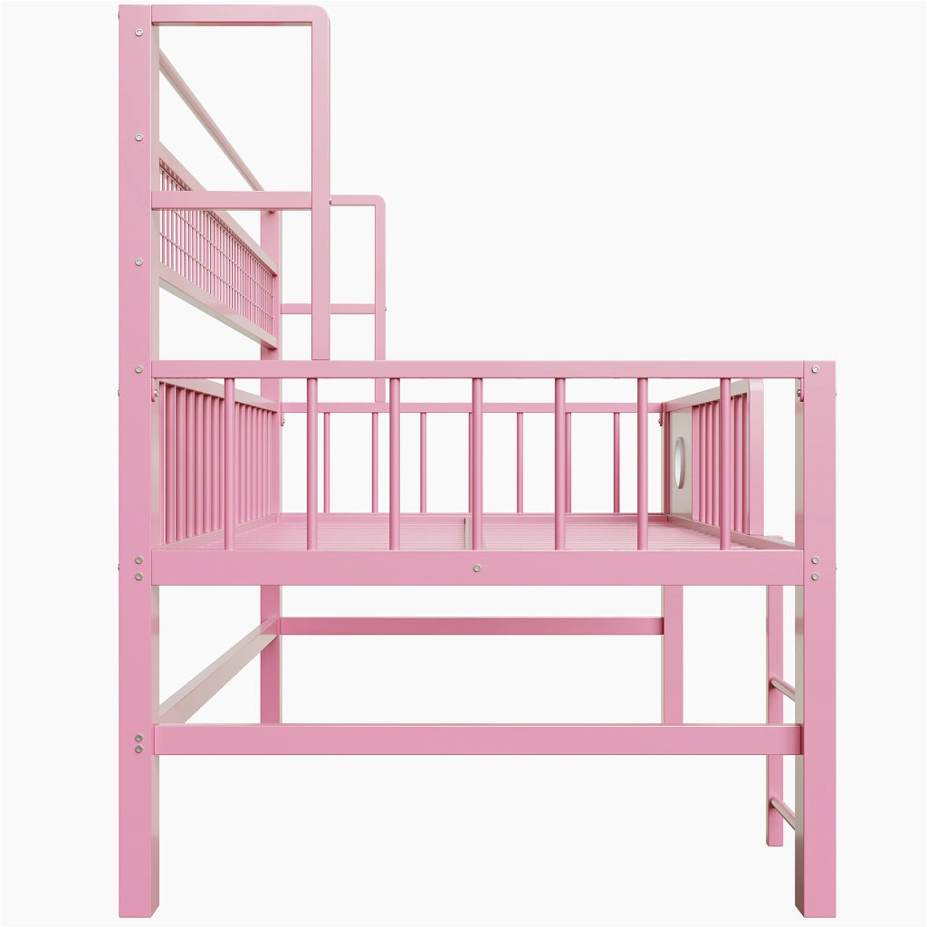 LETTO A CASTELLO BASSO 90x200 cm in metallo rosa