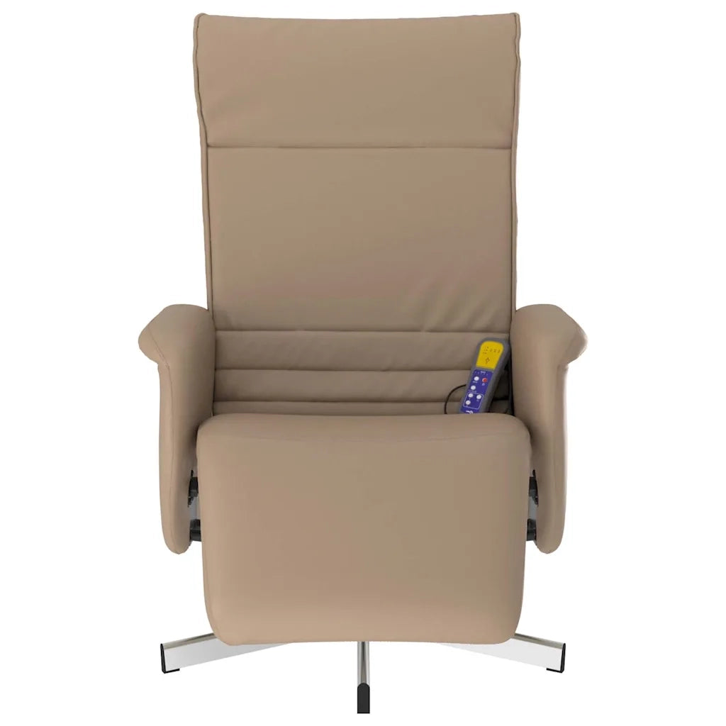 Poltrona Reclinabile Massaggi Poggiapiedi Cappuccino Similpelle 356652