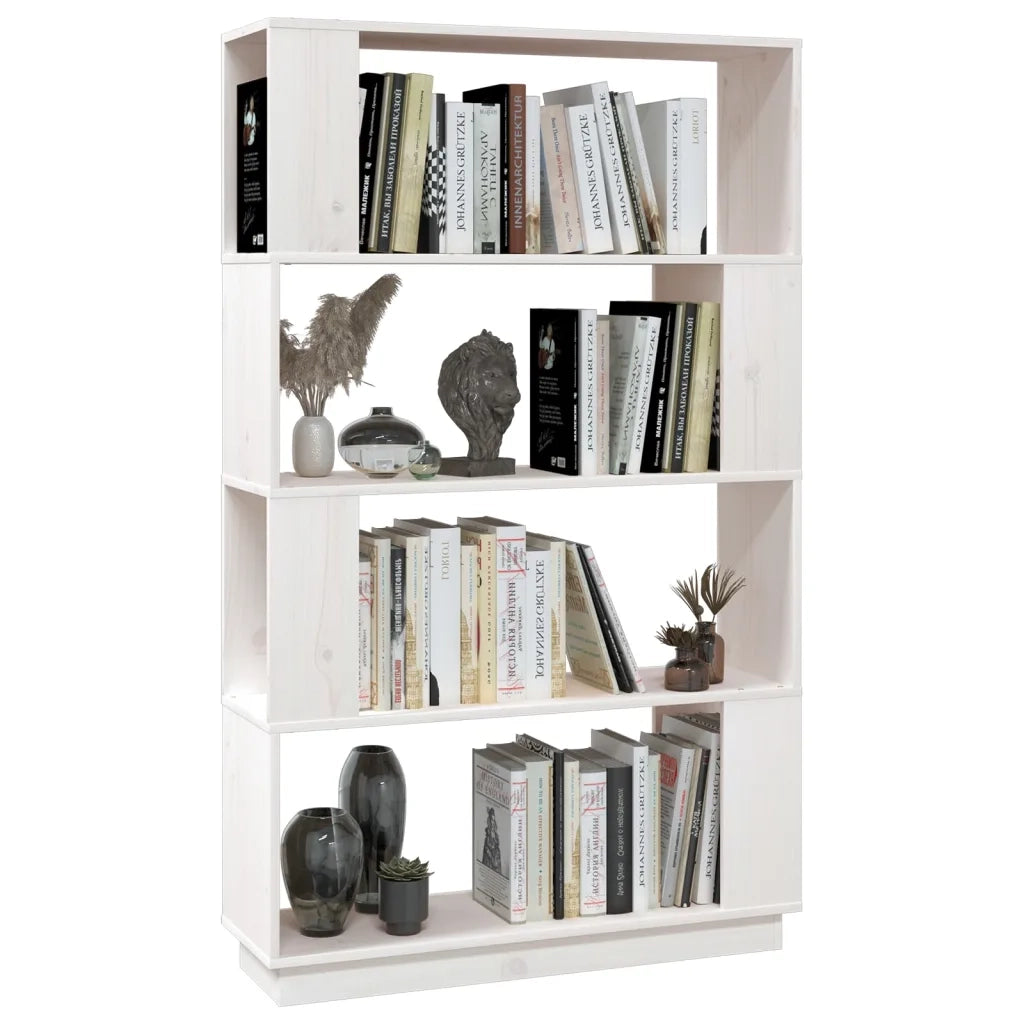 Libreria/Divisorio Bianco 80x25x132 cm Legno Massello di Pino 814060