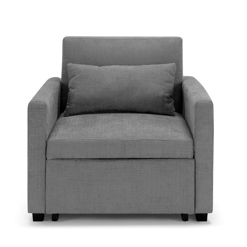 Poltrona letto modello AMALFI con 1 cuscino, massima imbottitura, design adatto per ambienti classici e moderni, colore Grigio