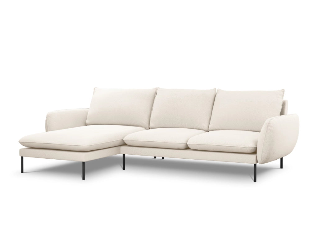 Cosmopolitan Design - Divano angolare sinistro "Vienna" 5 posti in bouclé beige 
