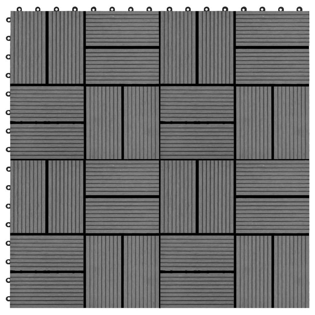 Piastrella per Decking 22 pz Grigio 30 x 30 cm WPC CFW2518806