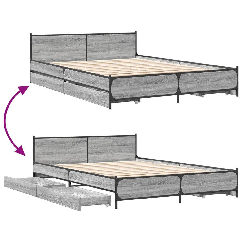 Giroletto Cassetti Grigio Sonoma 135x190 cm Legno Multistrato