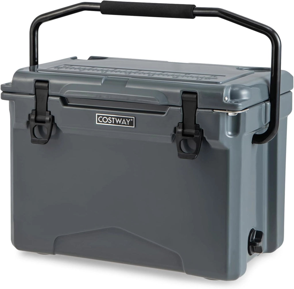 Frigorifero Portatile da 21 Litri, Frigorifero da Campeggio con Portabicchieri Integrati, Regolo e Apribottiglie, Freddo Fino 5-7 Giorni, per Barbecue, Campeggio, Picnic, Pesca