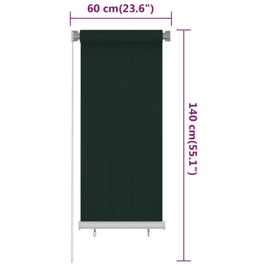 Tenda a Rullo per Esterni 60x140 cm Verde Scuro HDPE 312809