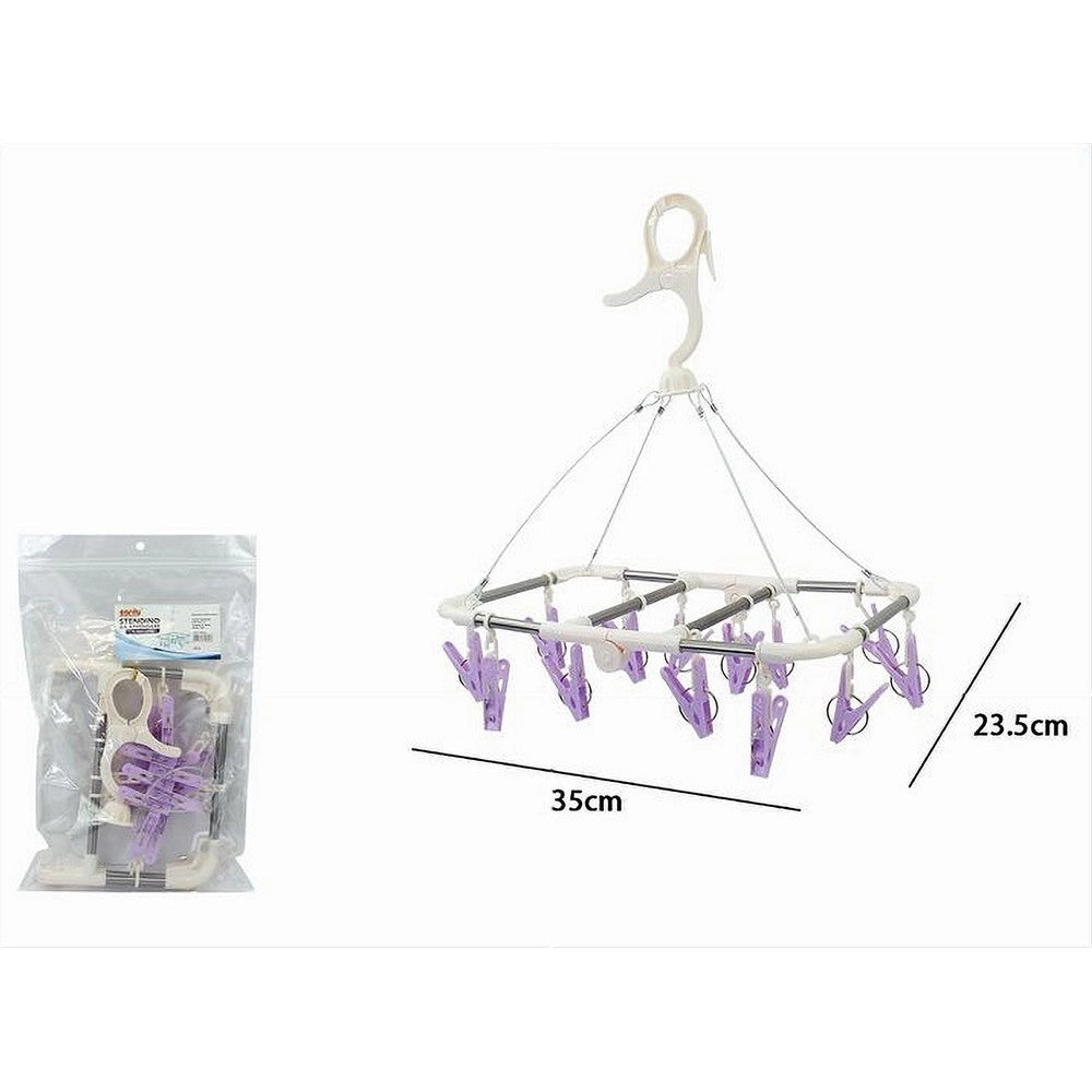 Trade Shop - Stendibiancheria 14 Pinze Mollette Pieghevole Stendino Biancheria Asciugatura 79539 -