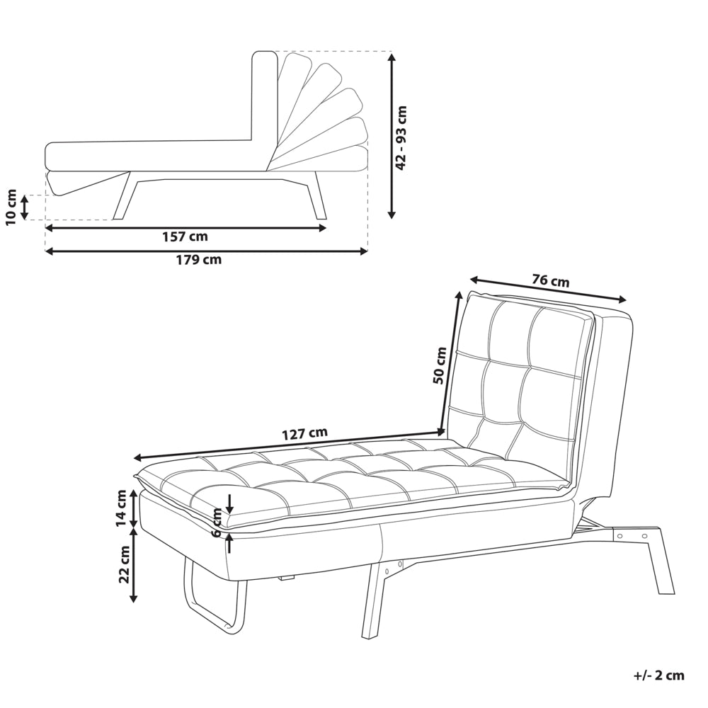 Chaise longue Velluto Beige capitonnè Schienale e Gambe Regolabili Modern Glam