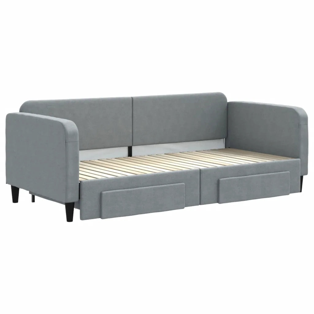 Divano letto | Sof¨¤ letto | Letto singolo Estraibile Cassetti Grigio Chiaro 90x200cm Tessuto
