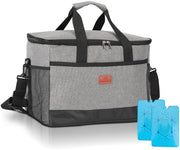 Borsa di Isolamento 33L - Grigia - Con 2 elementi raffreddanti - Borsa a 4 strati isolante per Picnic - Materiale resistente e duraturo - Impermeabile e resistente al sporco