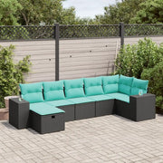 Set Divani da Giardino con Cuscini 7pz Nero Polyrattan 3325703