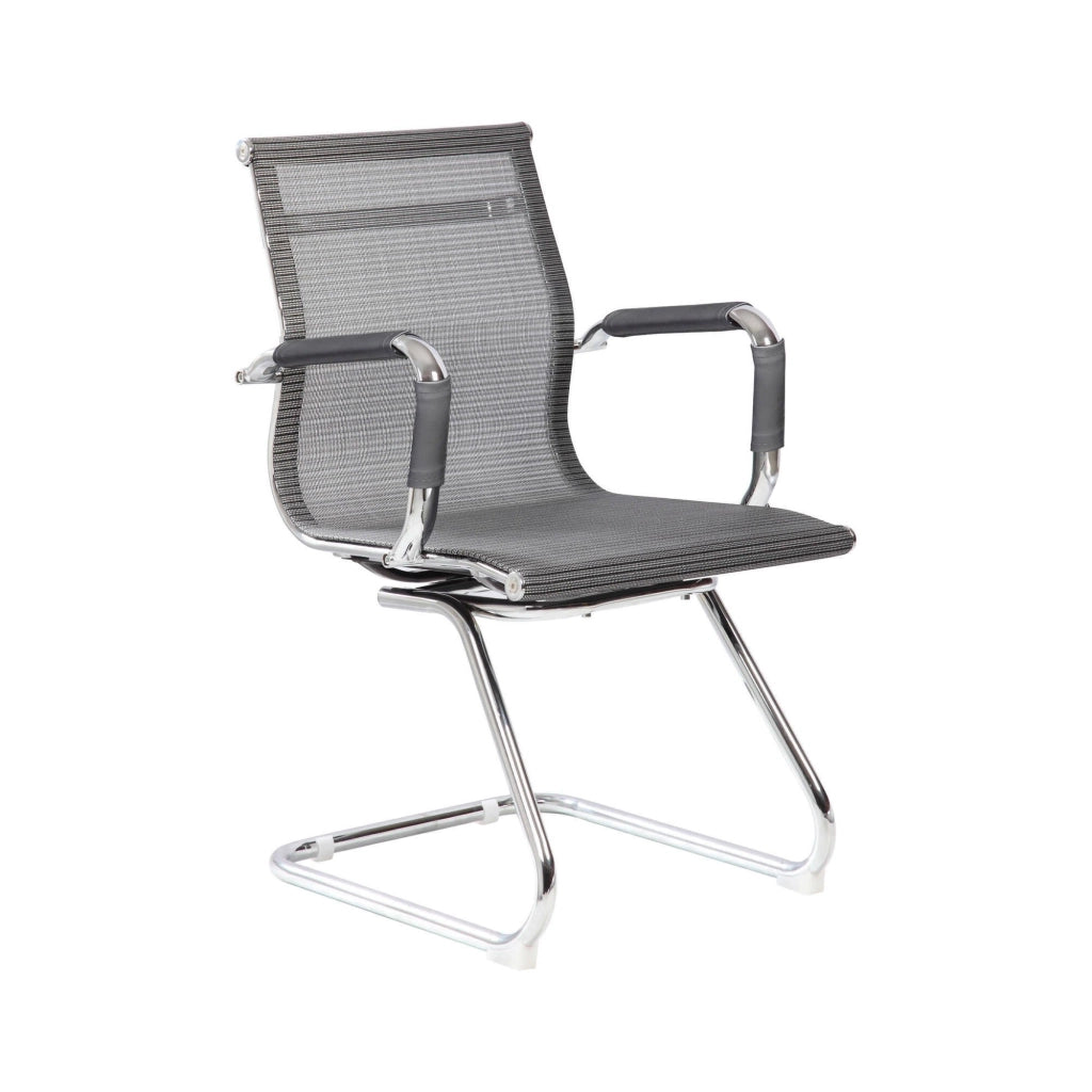 Sedia da ufficio Dgoldon, Seduta sala da attesa per ufficio con braccioli, Seduta ergonomica da attesa, 62x54h89 cm, Grigio
