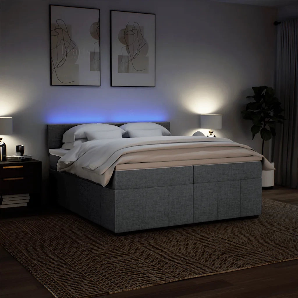 Giroletto a Molle con Materasso Grigio Chiaro 200x200cm Tessuto