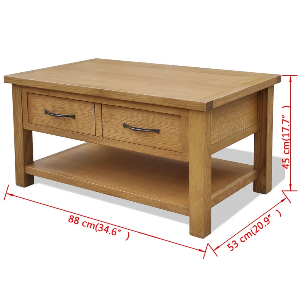 Tavolino da Salotto-Tavolino da soggiorno-Tavolo 88x53x45 cm in Legno Massello di Rovere