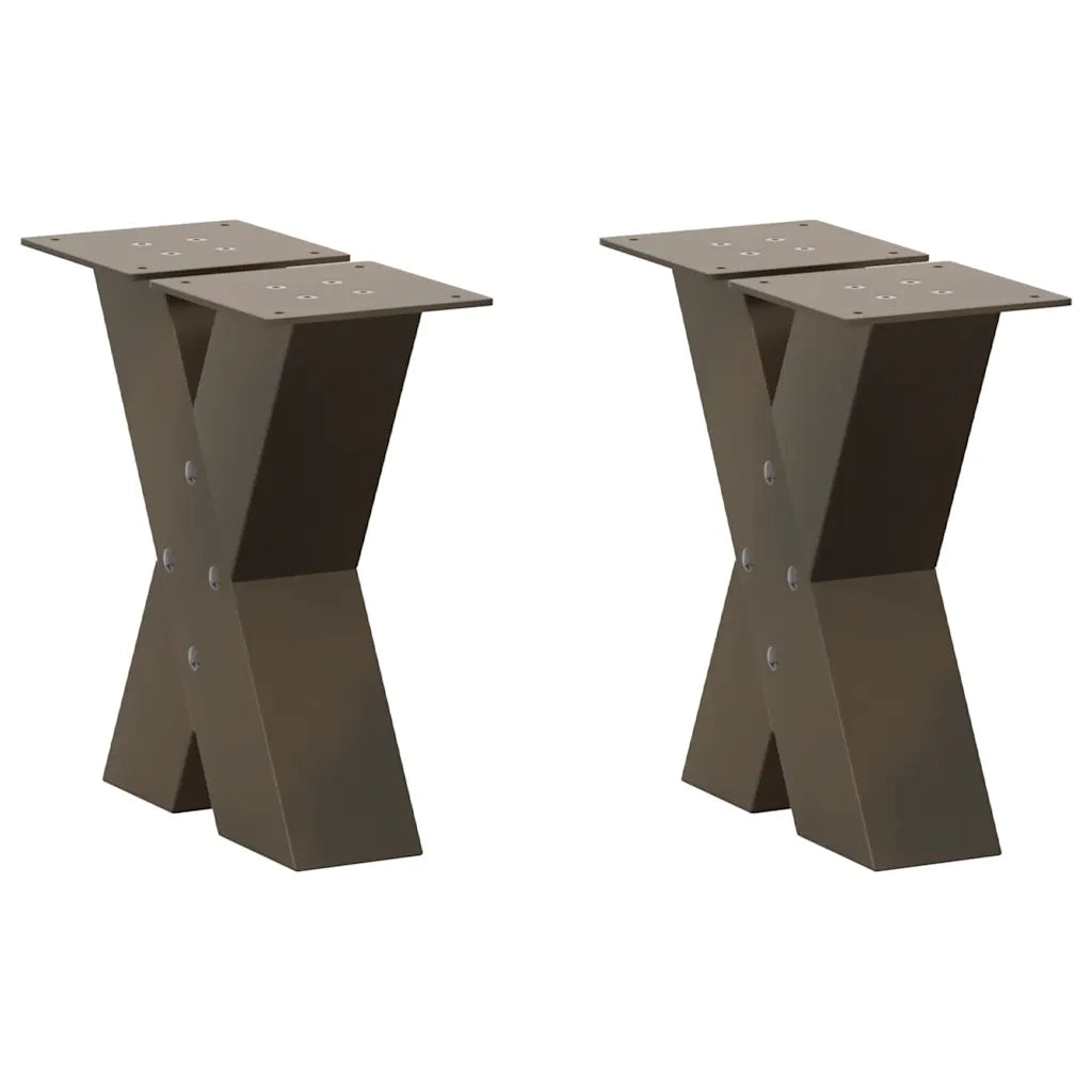 Gambe per Tavolino da CaffÃ¨ a Forma di X 2 pz Acciaio Naturale 40x(30-31) cm Acciaio