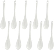 Set di cucchiai per uova da 10 - Cucchiai in ceramica - Materiale ecocompatibile - Con fori di appoggio - 12 cm - Cucchiaio