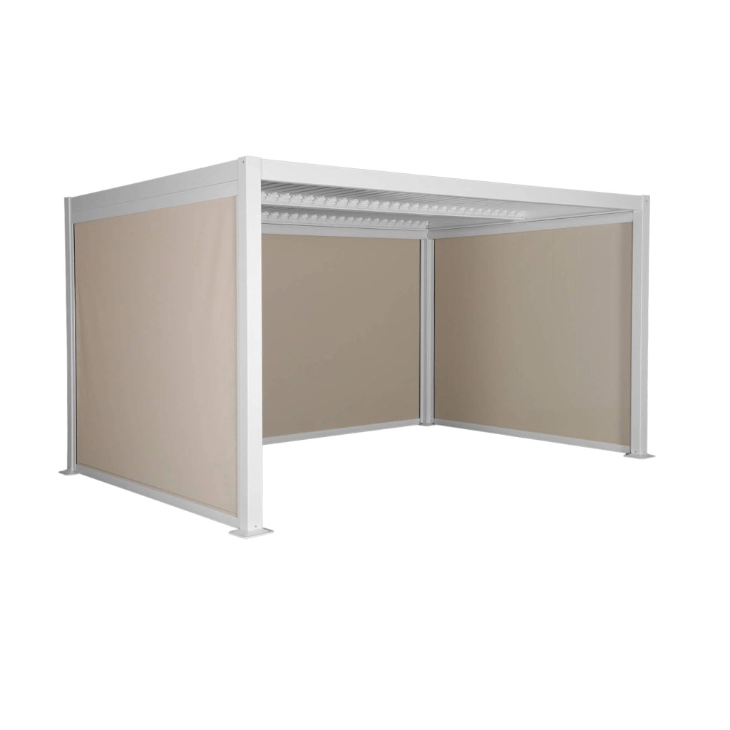 Pergola bioclimatica 3x4m in alluminio e acciaio +  2 tende 3m + 1