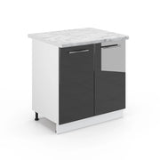 Mobile lavello cucina Fame-Line Antracite lucido/Bianco 80 cm, PL Marmo Vicco