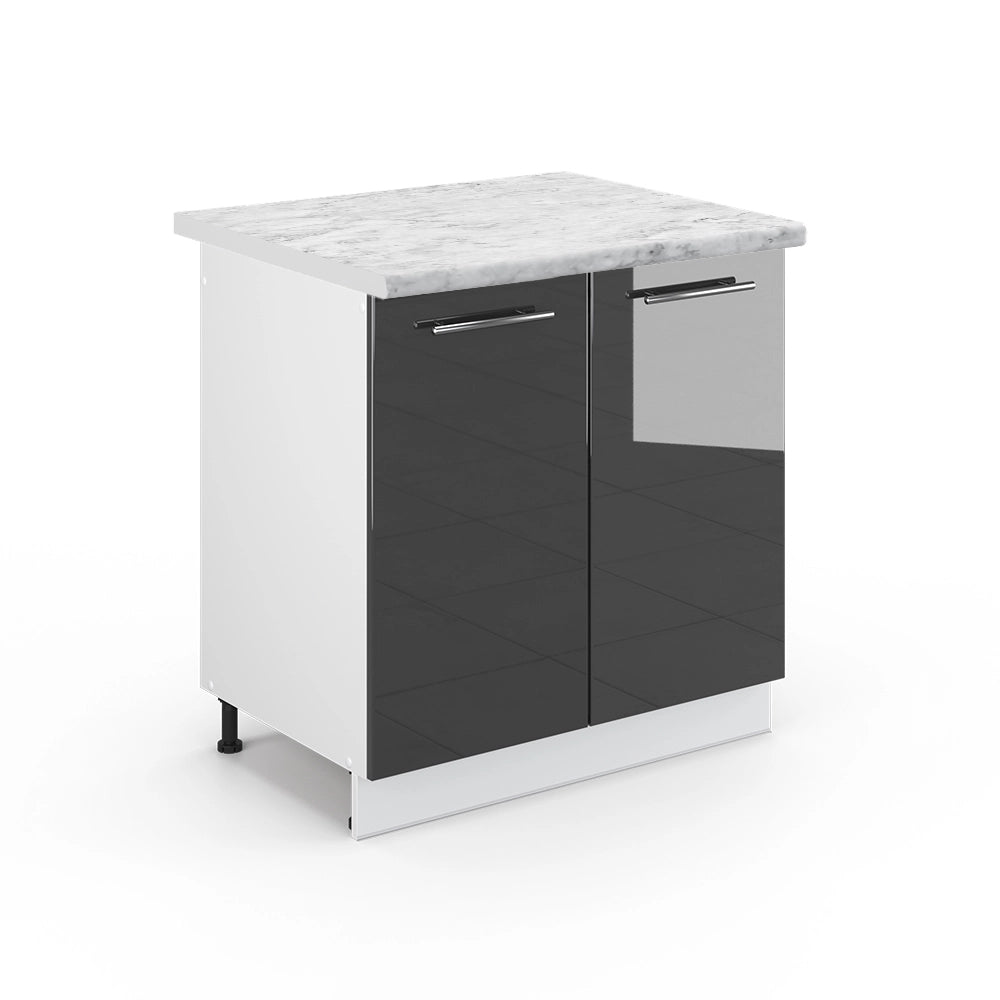 Mobile lavello cucina Fame-Line Antracite lucido/Bianco 80 cm, PL Marmo Vicco