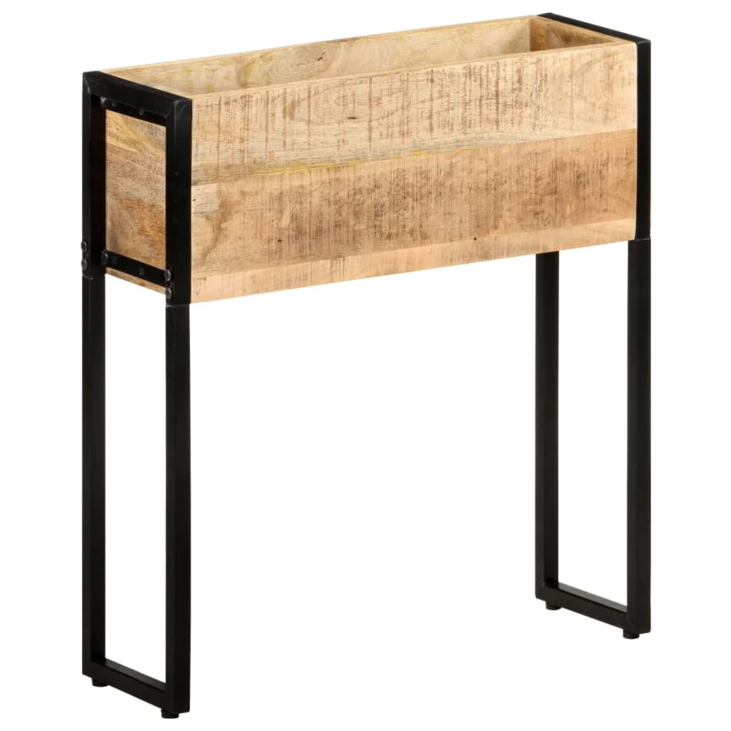 Fioriera rialzata per piante fiori terrazzo giardino 60 x 20 x 68 cm legno di mango nero grezzo 02_0037689