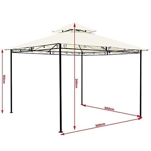 Gazebo Da Giardino 3x3 Metri Struttura Metallo Telo Antipioggia Bianco Waterprof