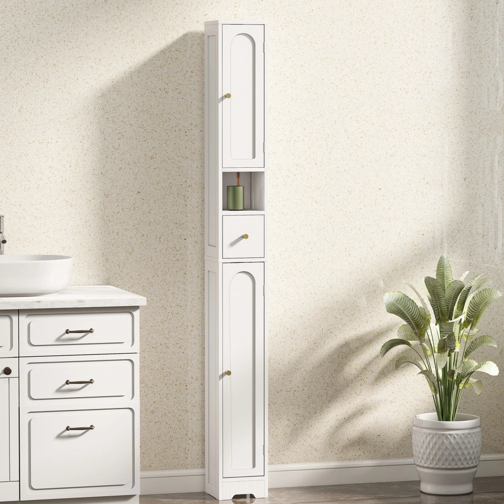 Mobile colonna bagno ¨C zephmum ¨C 2 ante, cassetto, bianco