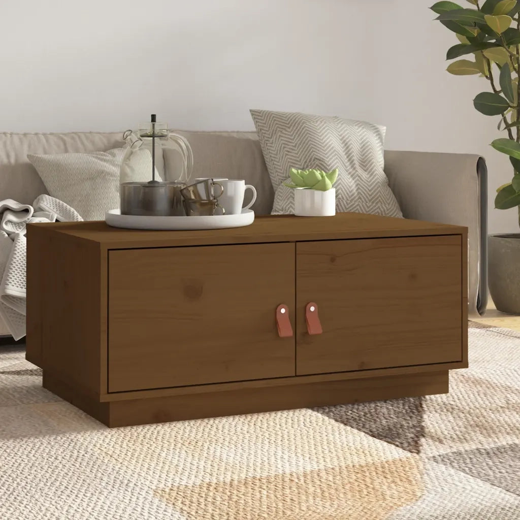 Tavolino da Salotto ambra 80x50x35 cm in Legno Massello di Pino 818253