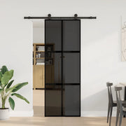 Porta Scorrevole Ferramenta 76x205 cm Vetro Temperato Alluminio 3332983