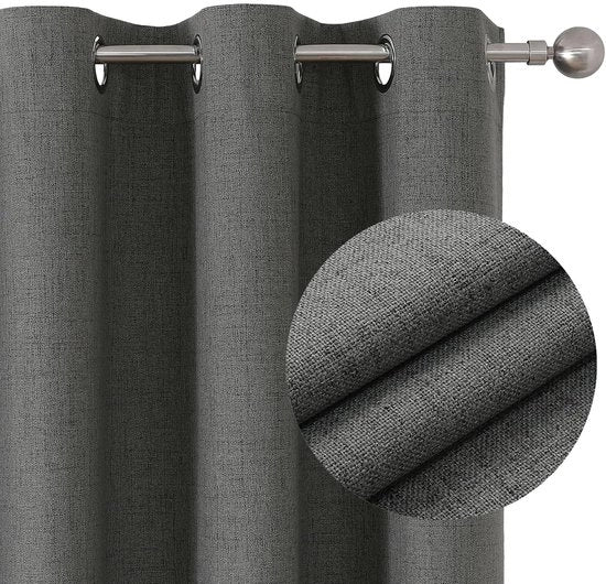 Set di tende di oscuramento - 100% oscuramento - set da 2 - tessuto in lino - 140 x 245 cm